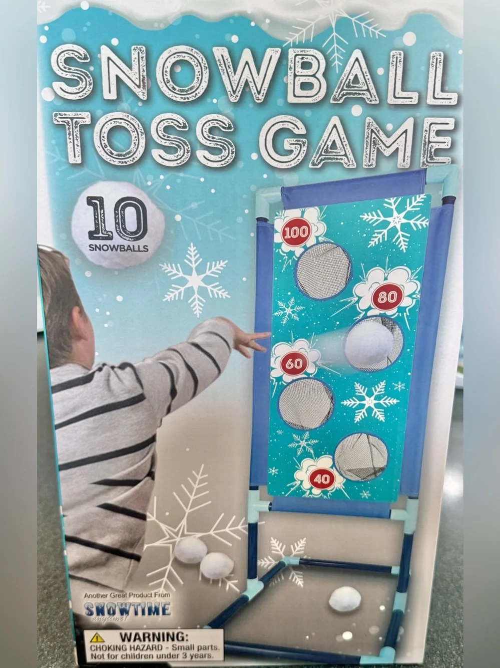 Snowball Toss Game By SNOWTIME 10 Fake Snowballs With Goal Board New